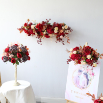 New wedding flower row simulation road guide flower wedding arrangement T stage decoration floor Flower Hotel flower art long flower