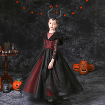 Halloween children costume girl witch cloak vampire horror girl princess dress cos costume 2021