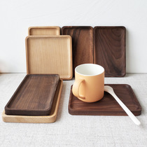 Solid wood coaster rectangular small cup holder small tray office coffee coaster log tea cup mat Beech black walnut