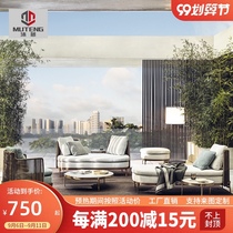 Outdoor hotel clubhouse outdoor restaurant Rustic House courtyard terrace balcony balcony leisure rattan wicker chair sofa