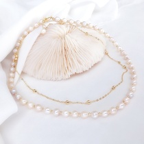 French vintage Baroque freshwater pearl double sweater chain Korean temperament fashion pearl necklace banquet necklace