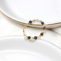 Freshwater pearl colored spar ring female fashion personality index finger ring tide Net red sun series light luxury fashion ring