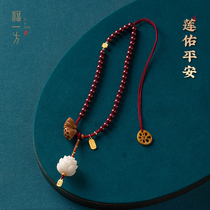 Fuyifang cinnabar official flagship store Zijinsha full bead chain Bodhi Lotus car pendant mens and womens car interior charm