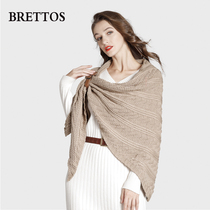 BRETTOS Wool Knit Cape Woman Outfitting Spring Autumn Commuter Sweater Cloak Cape Jacket Multifunctional Scarves Collar