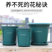 Qingshan basin control root breathable plastic flower pot Rose green plant flower planting pot round mouth thick resin gallon basin