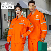 Autumn and winter cotton coal mine underground work clothes long sleeve belt reflective strip night municipal road sanitation cleaning construction