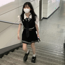 College style suit summer 2021 new female Korean drama wear small net red fried street pleated skirt two-piece set