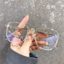 Large frame myopia glasses frame women can be equipped with lenses with power ultra-light retro round face thin Korean male eye frame