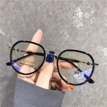  Melanin face myopia glasses frame women can be equipped with lenses with powers retro round face ultra-light Korean version of the trendy mens eye frame