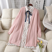 Age-reduced maternity wear autumn new knitted cardigan two-piece Korean version of loose non-bearing dress set Autumn