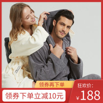 Respect bathrobe Mens pure cotton towel material nightgown female couple household spring and autumn long absorbent quick-drying hotel bathrobe