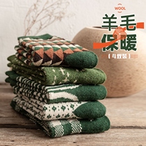 Green socks girls autumn and winter socks wool winter stockings high waist cute Japanese line plus velvet thick warm