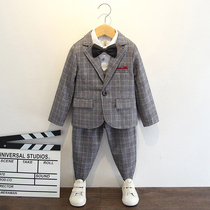  Childrens suit suit Boy plaid dress Flower girl male treasure year-old spring and autumn small suit boy British style casual