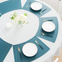 Figure holding high-end fan-shaped round table mat waterproof and oil-proof Nordic restaurant hotel anti-hot and heat-insulating Chinese tableware mat