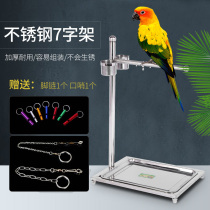 Parrot Station Shelf Stainless Steel Large Xuanfeng Small Sun Octagon Small Bird Shelf Station Cage Bird Cage Feeding Foot Chain