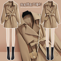 Khaki short trench coat women 2021 New temperament long small man cotton thick wool coat coat