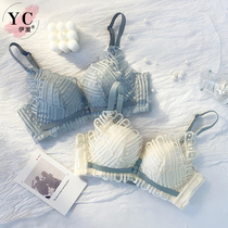 Yechul summer gathers without steel ring underwear women small breast aa cup not empty cup lace bra women thick bra set