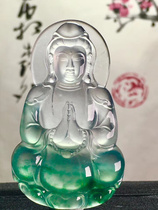 Natural Myanmar A cargo ice species Jade plain Jade Buddha Guanyin jade pendant pendant safe buckle jade raw stone