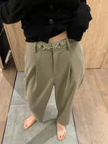  Straight nine-point pants womens spring and autumn new fashion design sense niche chic loose high-waisted suit casual pants
