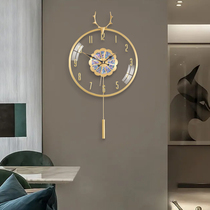 Net red clock wall clock living room home fashion full copper wall watch modern light luxury creative deer head transparent wall clock