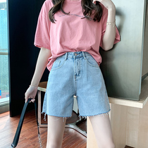 Small sub-summer dress paired with 2022 new display slim loose broadleg a character high waist denim shorts female summer thin
