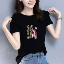 Tide brand printing short-sleeved 2021 new t-shirt womens loose Korean version of summer foreign style small shirt cotton top ins tide