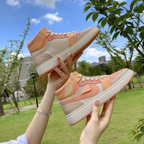 New Casual Mandarin Duck High Help Shoes Woman Pair Hook Small White Shoes 2021 Sports Autumn Summer Burst Color Plate Shoes Genuine Leather Tide