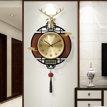 New Chinese wall clock living room clock fashion household quartz clock creative hanging watch personality atmospheric art light luxury clock