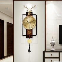 New Chinese wall clock Living room clock Fashion atmosphere art Light luxury clock Household personality quartz clock creative wall clock