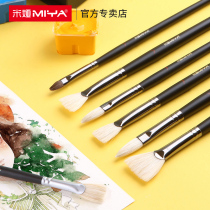 Mia water chalk single brush Black Knight Fan Pen art student special oil brush washing pig bristles horsehair flat round front color acrylic pen small medium brush Mia brush