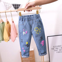  Spring and autumn childrens jeans girls  pants Baby casual pants Little girl spring clothes wear fashion single pants