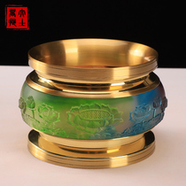 Taiwan glazed lotus pure copper incense burner for Buddha sandalwood stove line incense burner incense burner household censers copper stove