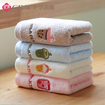 5 sets of Jie Liya childrens towels pure cotton face washing household cotton cartoon cute childrens towels baby comfortable water absorption