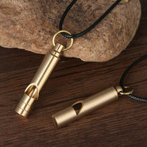 Brass outdoor life-saving whistle bamboo key chain pendant childrens competition treble whistle mountaineering training decoration