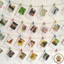 Hanging Wall lanyard photo wall card restaurant decoration painting American photo wall decoration hemp rope clip Korean