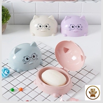 Soap box with lid Portable student dormitory drain toilet Bathroom Creative large cute plastic handmade soap