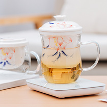 Flower Tea Glass Cups Ceramic With Lid Bubble Filter Tea Water Separation Cups Office Home Three Sets Of Floating Comfort Cups Gifts