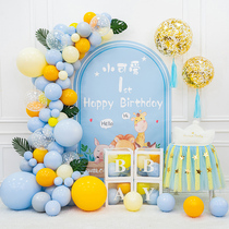 Boy and girl baby 1 year old birthday decoration scene Childrens theme 100 day banquet balloon background wall 2