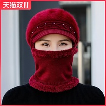 Middle-aged and elderly hat female winter wool hat old lady thick middle-aged mother hat warm knitted collar