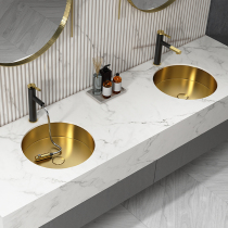 Zhuanggang round golden light luxury stainless steel Subbasin wash basin single basin household washbasin embedded sink