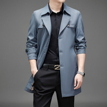 Trench coat mens long style English business leisure slim lapel jacket jacket jacket mens high sense size mens clothing