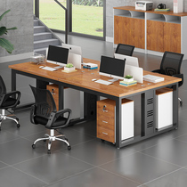 Desk chair combination 4 people 6 person position staff table double digit card holder modern minimalist with screen computer desk station
