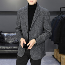 Plaid suit men's business casual wool small suit men's double-sided woolen coat short luxury woolen coat tide