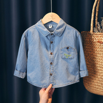 Boy Shirt Spring Autumn 2021 New Children Long Sleeve Autumn Clothing Baby 100 Hitch Jeans Casual Shirt Girl Pure Cotton