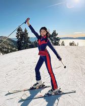 PERFECTMOMENT veneer double board women slim fit outdoor waterproof plus velvet warm hooded one ski suit