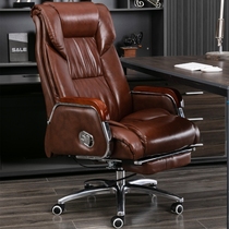  Leather boss chair reclining office chair Massage big chair Comfortable sedentary computer chair Household swivel chair High-end chair
