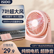 Wei Ya recommends USB small fan Student dormitory bed rechargeable mini mute handheld portable small summer desktop office desk on-board desktop small electric fan Big wind