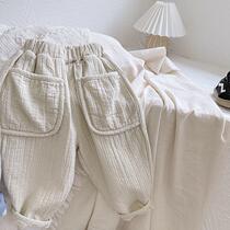 Childrens pants 2021 spring new men and women cotton casual pants small children baby loose Joker pants