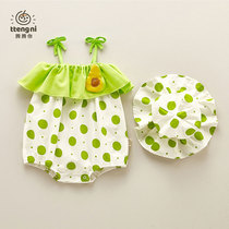 Baby clothes Summer slim fit cute full moon Princess Conjoined clothes Two sets female baby harness to climb for summer clothes