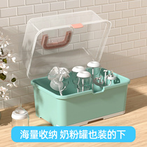 Baby bottle storage box Drain rack Baby bottle childrens tableware storage box with lid dust-proof storage to dry